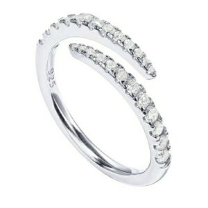 14K White Gold Plated Cubic Zirconia Open Twist Eternity Ring